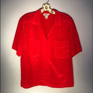 Vintage cherry red button up shirt